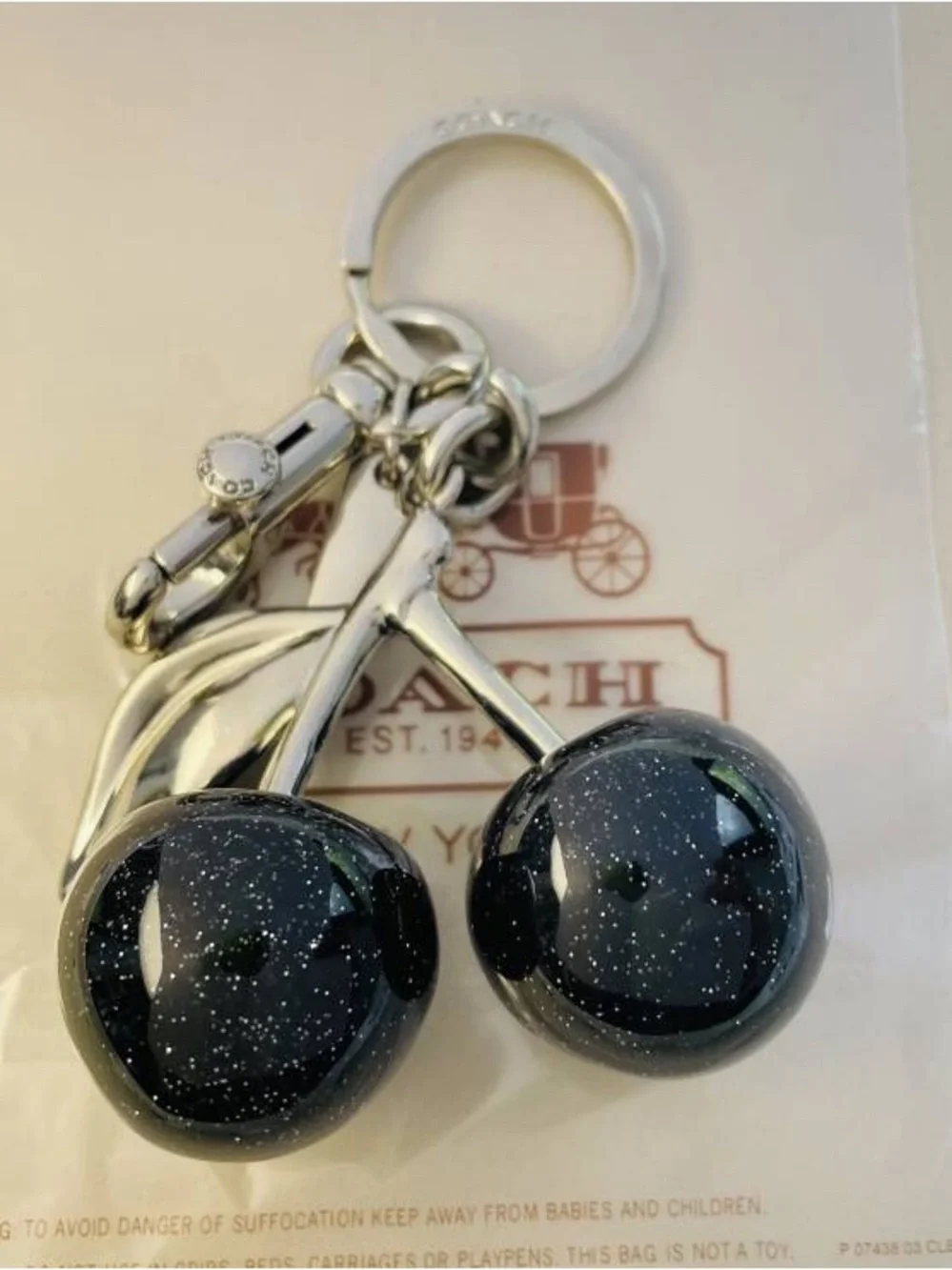 COACH Black Cherry Bag Charm Keychain